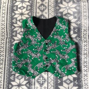 Pierre Cardin reversible corduroy black and Green Leopard-Print Kids Vest
